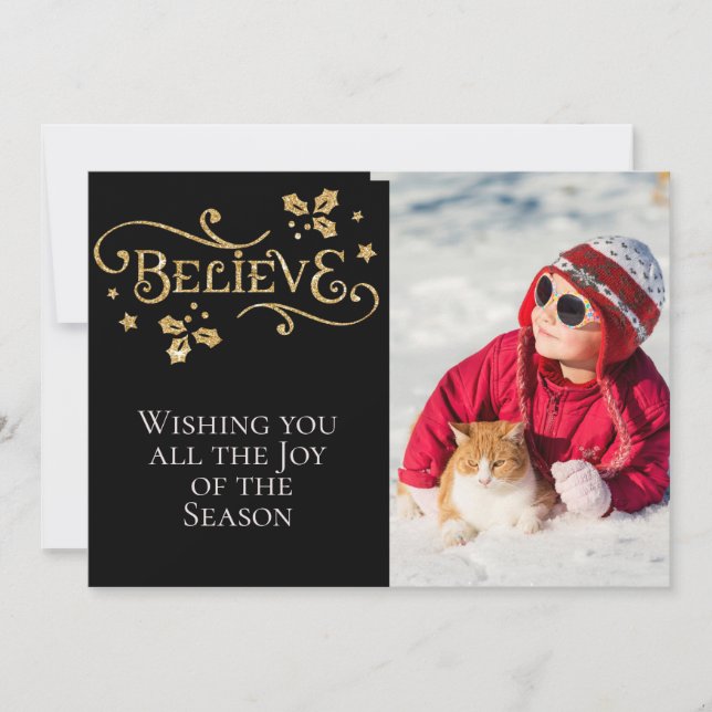 Cartes Pour Fêtes Annuelles CROYEZ /Christmas/2 faces/Gold et Black (Devant)