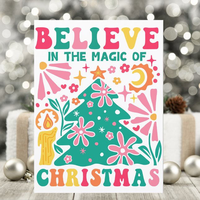 Cartes Pour Fêtes Annuelles Croyez en la magie de Noël rétro (Créateur téléchargé)