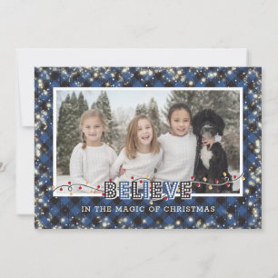 Cartes Pour Fêtes Annuelles Croyez en la photo plaid bleu magique