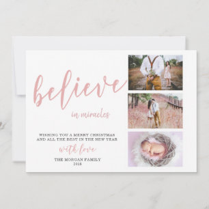 Cartes Pour Fêtes Annuelles Croyez en Miracles Blush Photo Holiday Card