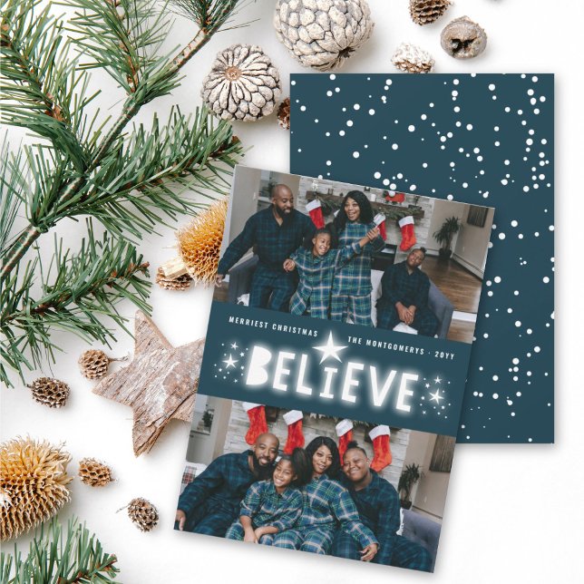 Cartes Pour Fêtes Annuelles Croyez les étoiles brillantes Religieux Noël 2 Pho (Créateur téléchargé)