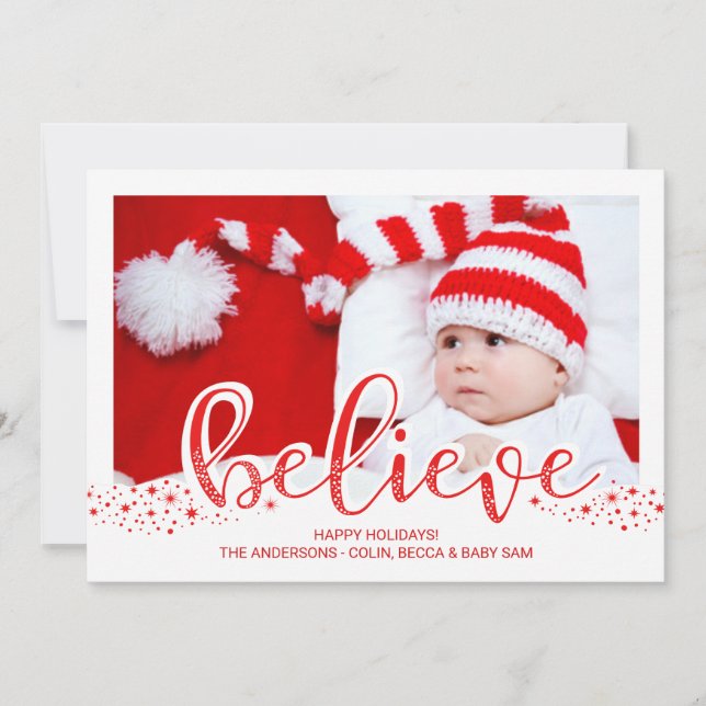 Cartes Pour Fêtes Annuelles Croyez Noël Whimsical Hand Script photo (Devant)
