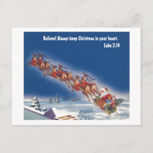 Cartes Pour Fêtes Annuelles Croyez—Père Noël et son renne