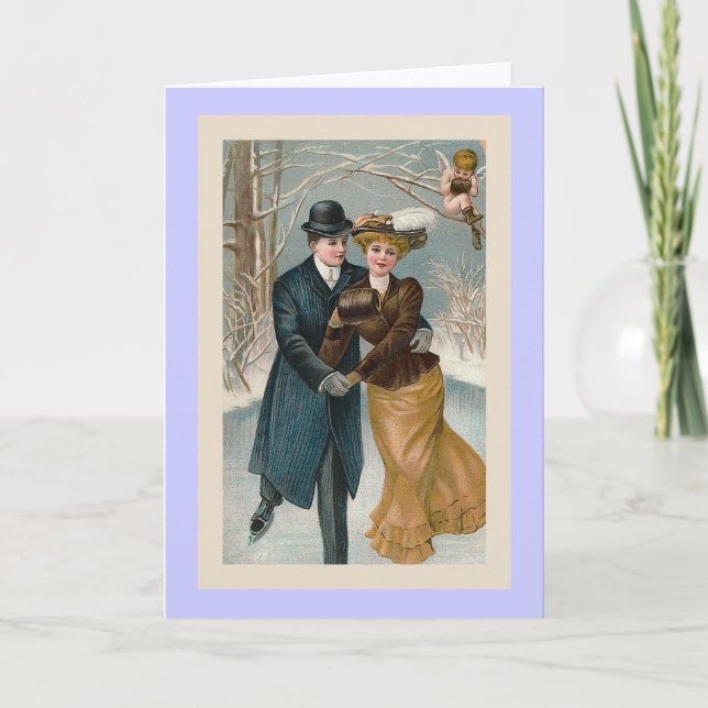 Cartes Pour Fêtes Annuelles Cru "de patinage de Noël" (Devant)