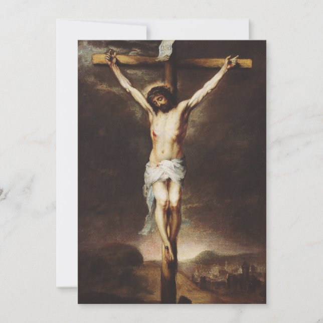 Cartes Pour Fêtes Annuelles Crucifixion par Bartolome Esteban Murillo (Devant)