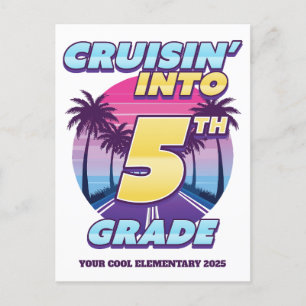Cartes Pour Fêtes Annuelles Cruisin’ Retour à l’école 5e année