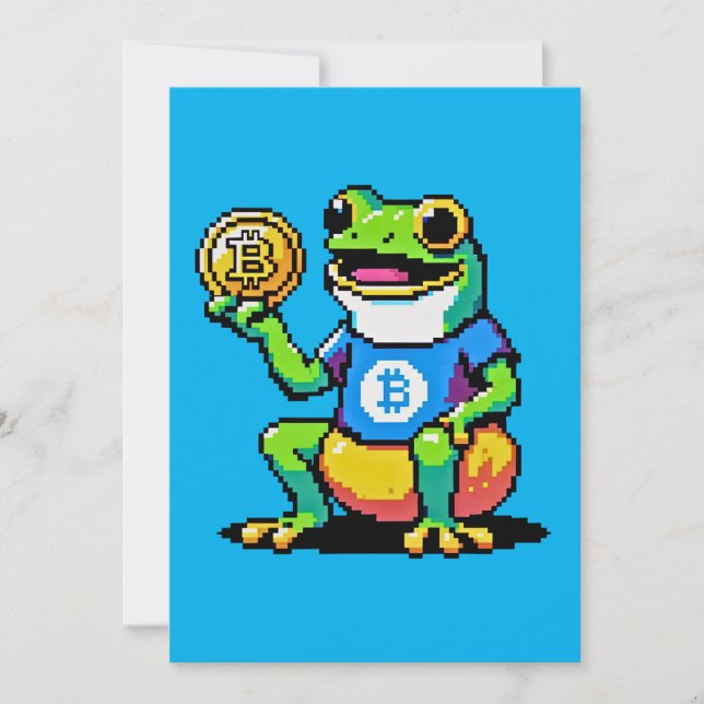 Cartes Pour Fêtes Annuelles Crypto Frog - Drôle Pixel Art Devise numérique (Devant)