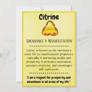 Cartes Pour Fêtes Annuelles Crystal Signification Card - Citrine