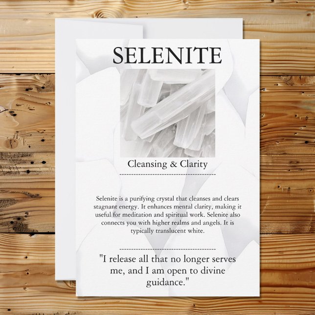 Cartes Pour Fêtes Annuelles Crystal Signification Card - Selenite (Créateur téléchargé)