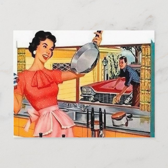 Cartes Pour Fêtes Annuelles Cuisine couple vintage rétro (Devant)