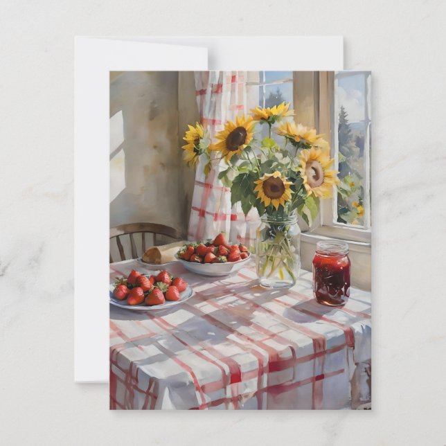 Cartes Pour Fêtes Annuelles Cuisine de ferme aquarelle Tableau C (Devant)
