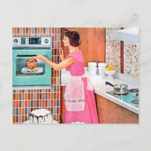 Cartes Pour Fêtes Annuelles Cuisine rétro vintage cuisinière