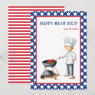 Cartes Pour Fêtes Annuelles Cuisine rouge blanc et bleu 4 juillet heureux