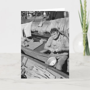 Cartes Pour Fêtes Annuelles Cuisinier de bateau de pêche - Noël 1938