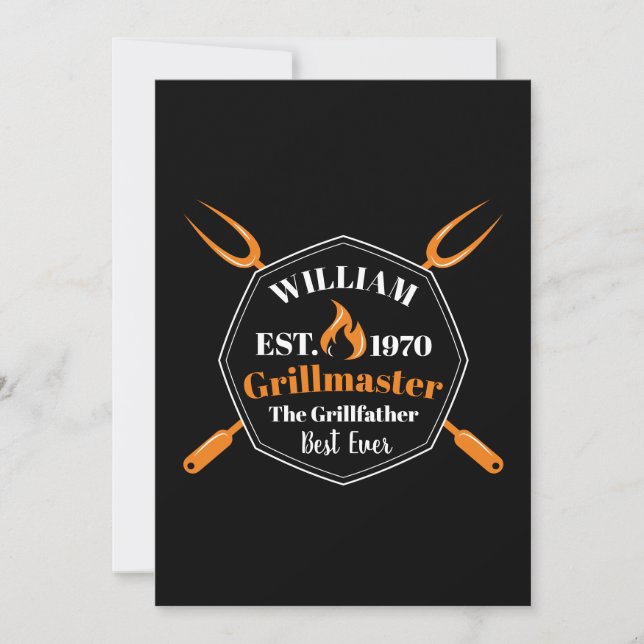 Cartes Pour Fêtes Annuelles cuisinier maître grill personnalisé (Devant)