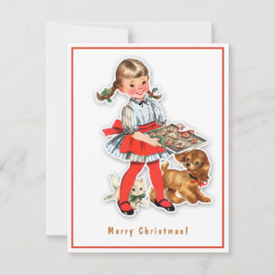 Cartes Pour Fêtes Annuelles Cuisinière vintage biscuits avec chiot et chaton