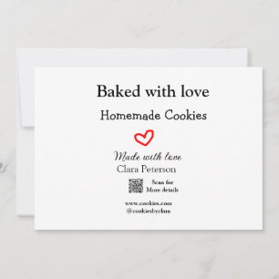 Cartes Pour Fêtes Annuelles Cuit avec amour maison cookies ajouter QR fait ave