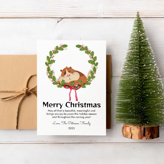 Cartes Pour Fêtes Annuelles Cuite guinéenne cochon animal amoureux Noël plat (Créateur téléchargé)
