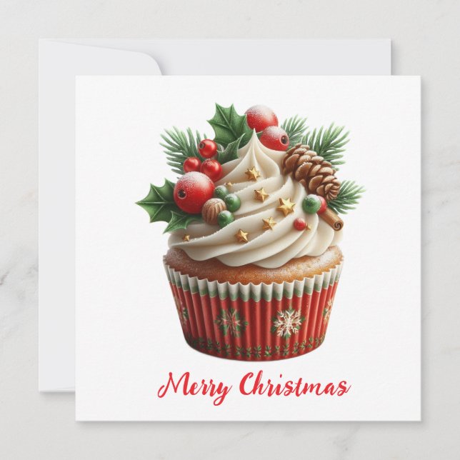Cartes Pour Fêtes Annuelles Cupcake de Noël (Devant)