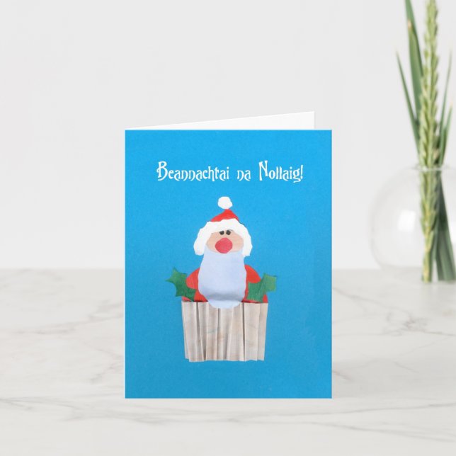 Cartes Pour Fêtes Annuelles Cupcake de Noël irlandais avec Père Noël Card (Devant)
