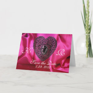 Cartes Pour Fêtes Annuelles CUPID LACE COEUR SILK FUCHSIA VÊTEMENT, Rose Noir