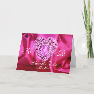 Cartes Pour Fêtes Annuelles CUPID LACE COEUR SOIE FUCHSIA VÊTEMENT, Violet ros