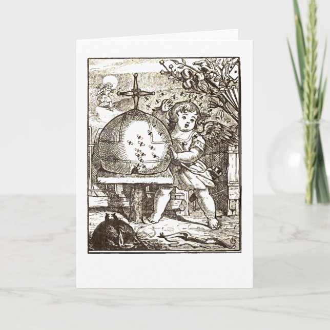 Cartes Pour Fêtes Annuelles Cupidon attaqué par des abeilles (Devant)