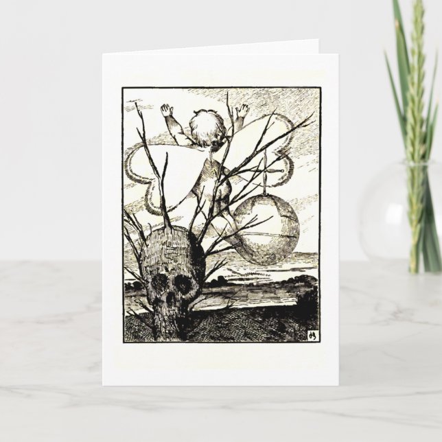 Cartes Pour Fêtes Annuelles Cupidon et l'arbre de crâne (Devant)