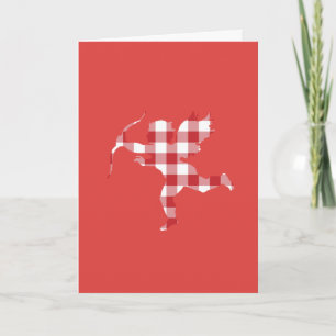 Cartes Pour Fêtes Annuelles Cupidon gingham rouge