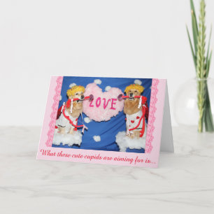Cartes Pour Fêtes Annuelles Cupidons de golden retriever de l'amour