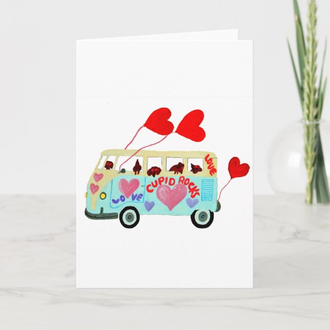 Cartes Pour Fêtes Annuelles Cupidons de teckel dans leur mobile d'amour de (Devant)