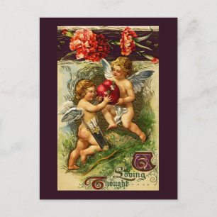 Cartes Pour Fêtes Annuelles Cupids and Carnations Vintage Valentine