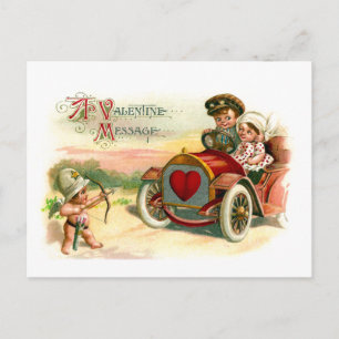 Cartes Pour Fêtes Annuelles Cupid's Arrow Points at Couple in Car