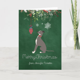 Cartes Pour Fêtes Annuelles Curieux Mariage Greyhound Puppy avec des Voeux Joy