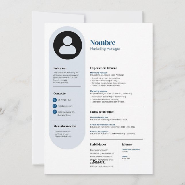 Cartes Pour Fêtes Annuelles Curriculum Empresa (Dos)