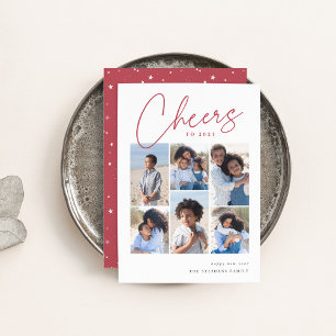 Cartes Pour Fêtes Annuelles Cursif 6 Photo Collage Nouvel An