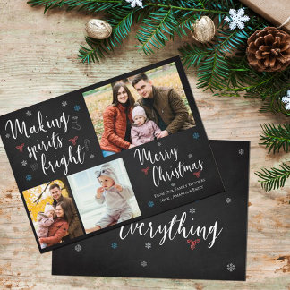 Cartes Pour Fêtes Annuelles Custom 3 Photo Collage Making Spirits Bright