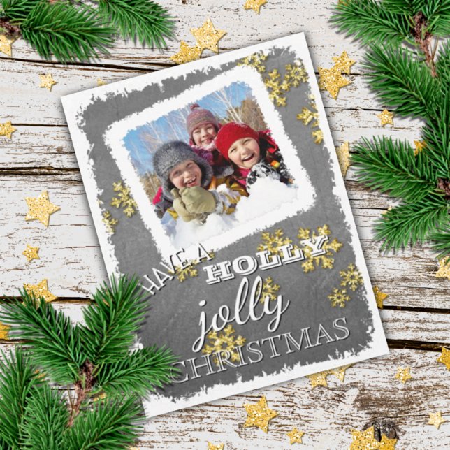 Cartes Pour Fêtes Annuelles Custom Avoir Holly Jolly Noël Sur Blackboard (Créateur téléchargé)