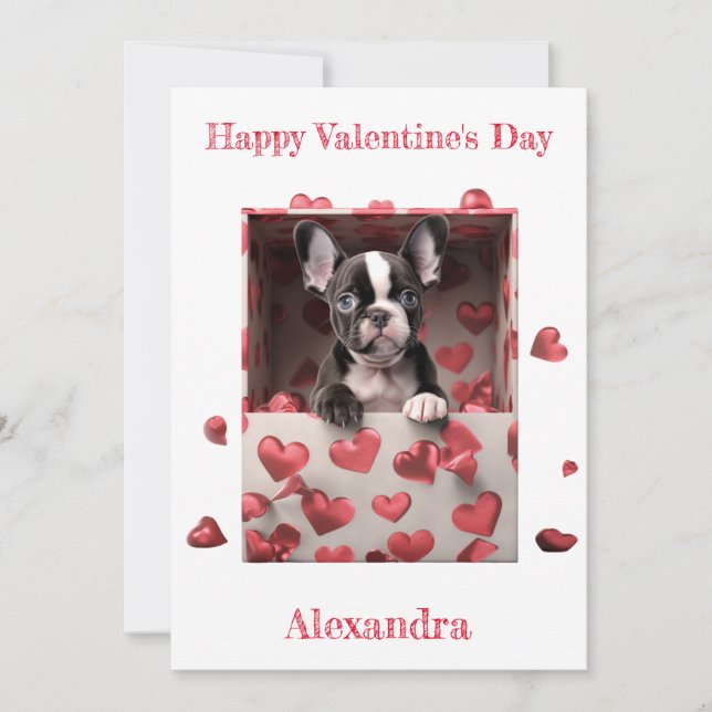 Cartes Pour Fêtes Annuelles Custom Boston Terrier dans Hearts Box Valentine (Devant)