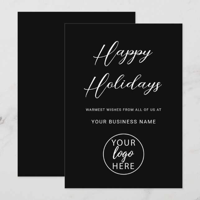 Cartes Pour Fêtes Annuelles Custom Business Logo Christmas Holiday (Devant / Derrière)
