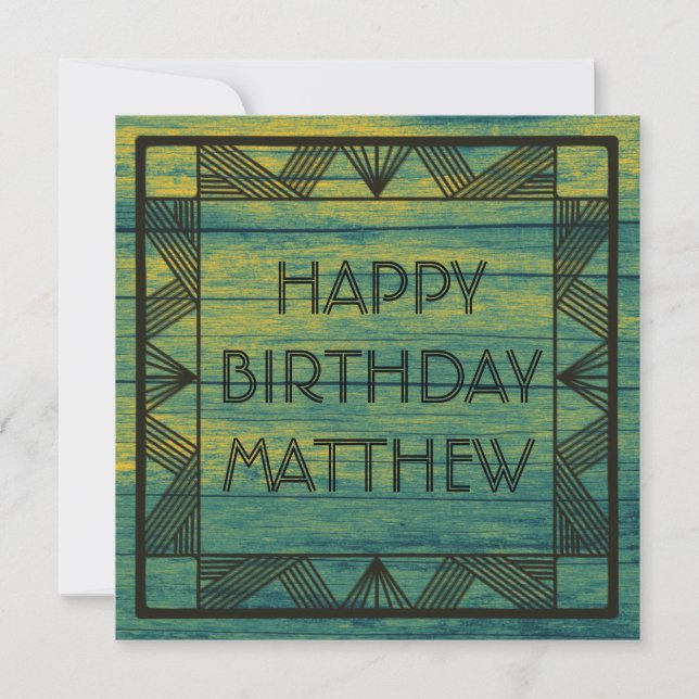 Cartes Pour Fêtes Annuelles Custom Green Turquoise bois Manly Moderne Chic Ann (Devant)