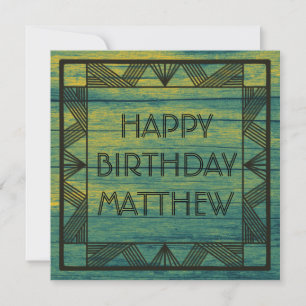 Cartes Pour Fêtes Annuelles Custom Green Turquoise bois Manly Moderne Chic Ann