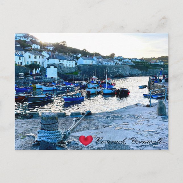 Cartes Pour Fêtes Annuelles Custom Heart Coverack Harbour Dusk Cornwall Photo (Devant)