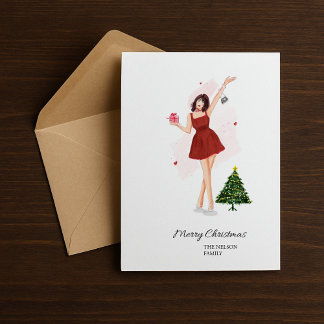 Cartes Pour Fêtes Annuelles Custom Merry Christmas Cute Sketch
