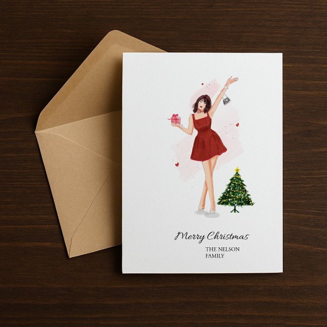 Cartes Pour Fêtes Annuelles Custom Merry Christmas Cute Sketch (Créateur téléchargé)
