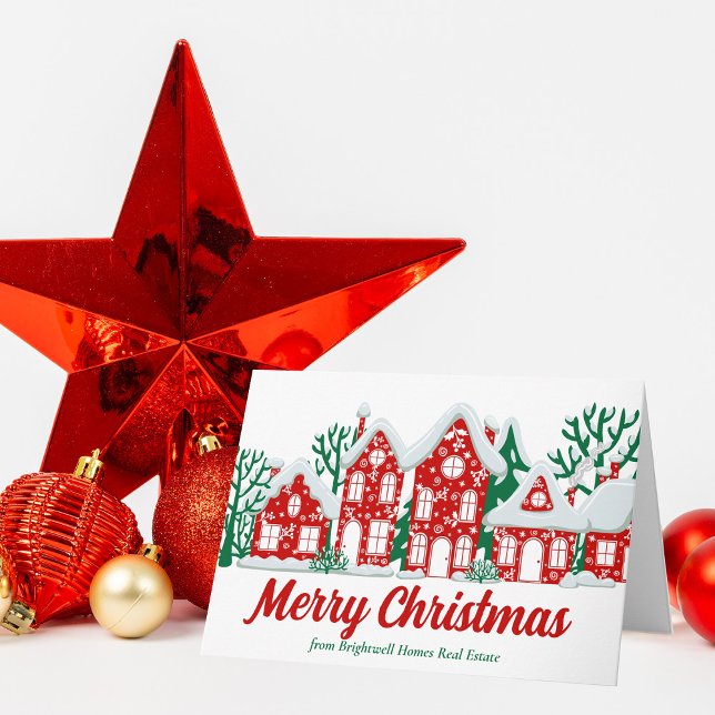 Cartes Pour Fêtes Annuelles Custom Merry Christmas Real Estate Company Houses (Créateur téléchargé)