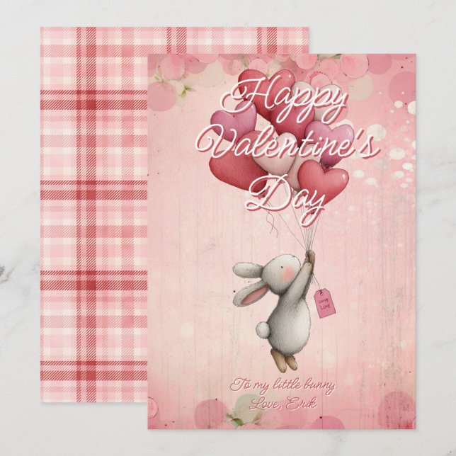 Cartes Pour Fêtes Annuelles Custom Message bunny Animal Valentines Day (Devant / Derrière)