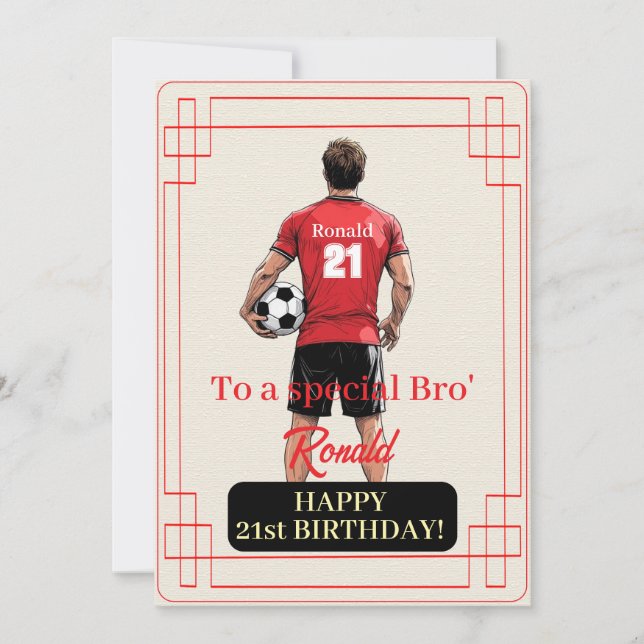 Cartes Pour Fêtes Annuelles Custom Name Number and Text Birthday Soccer Man (Devant)