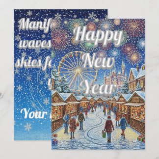 Cartes Pour Fêtes Annuelles Custom New Year's design with blue sky