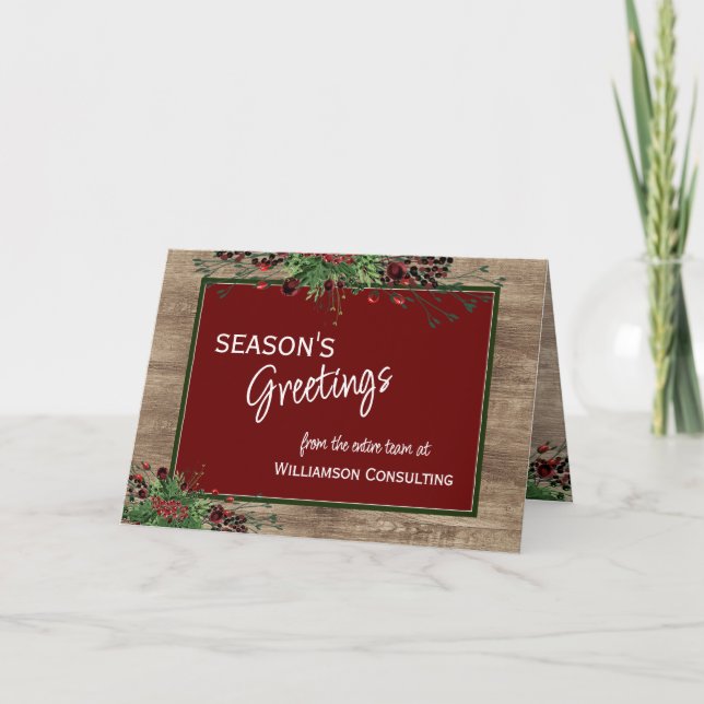 Cartes Pour Fêtes Annuelles Custom Red Berries Green Holly Botanical Foliage (Devant)